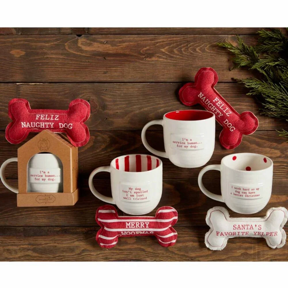 Mud Pie Red Santa's Favorite Dog Toy and Mug Set/NWT